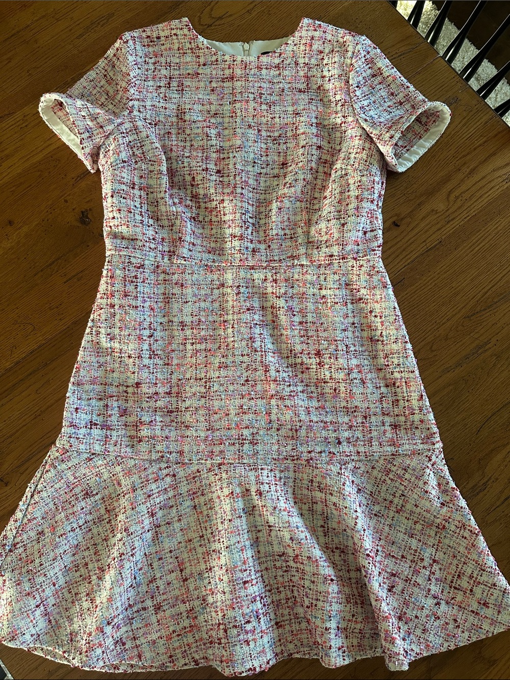 Ann Taylor Multicolor Tweed Flounce Dress Size 8